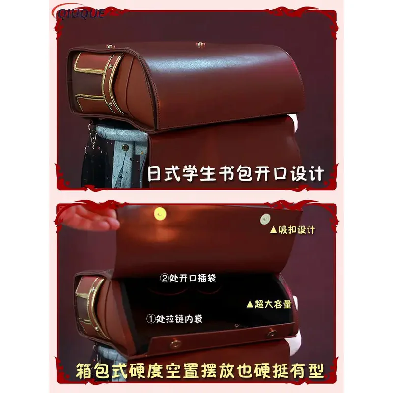 Anime Game Klee Spark Knight Girls Cute PU Leather Backpack Women Cosplay Costume Accessories Props