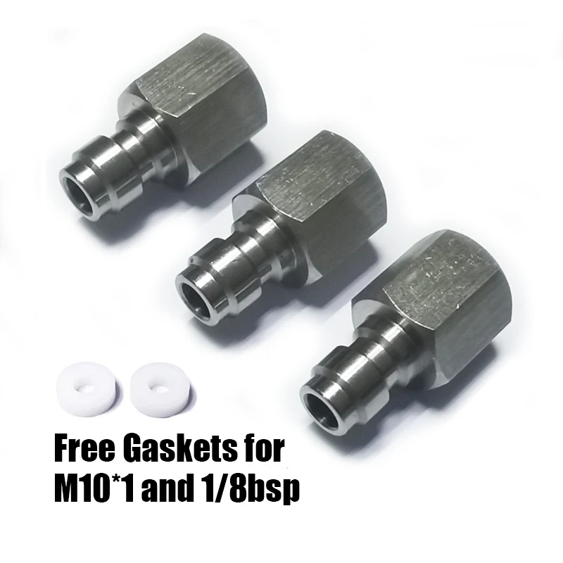 3pcs Quick Disconnect Charging Adaptor 8mm Male Pulg Coupler Connector Stainless Steel 1/8NPT M10*1 1/8BSPP