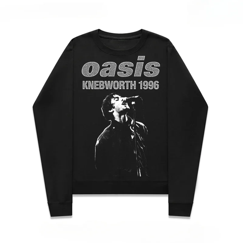 Oasis Oasis Rock British Autumn and Winter Crew Neck Cotton Fleece Top Loose Casual Trend Men's and Women's Printed Long Sleeves