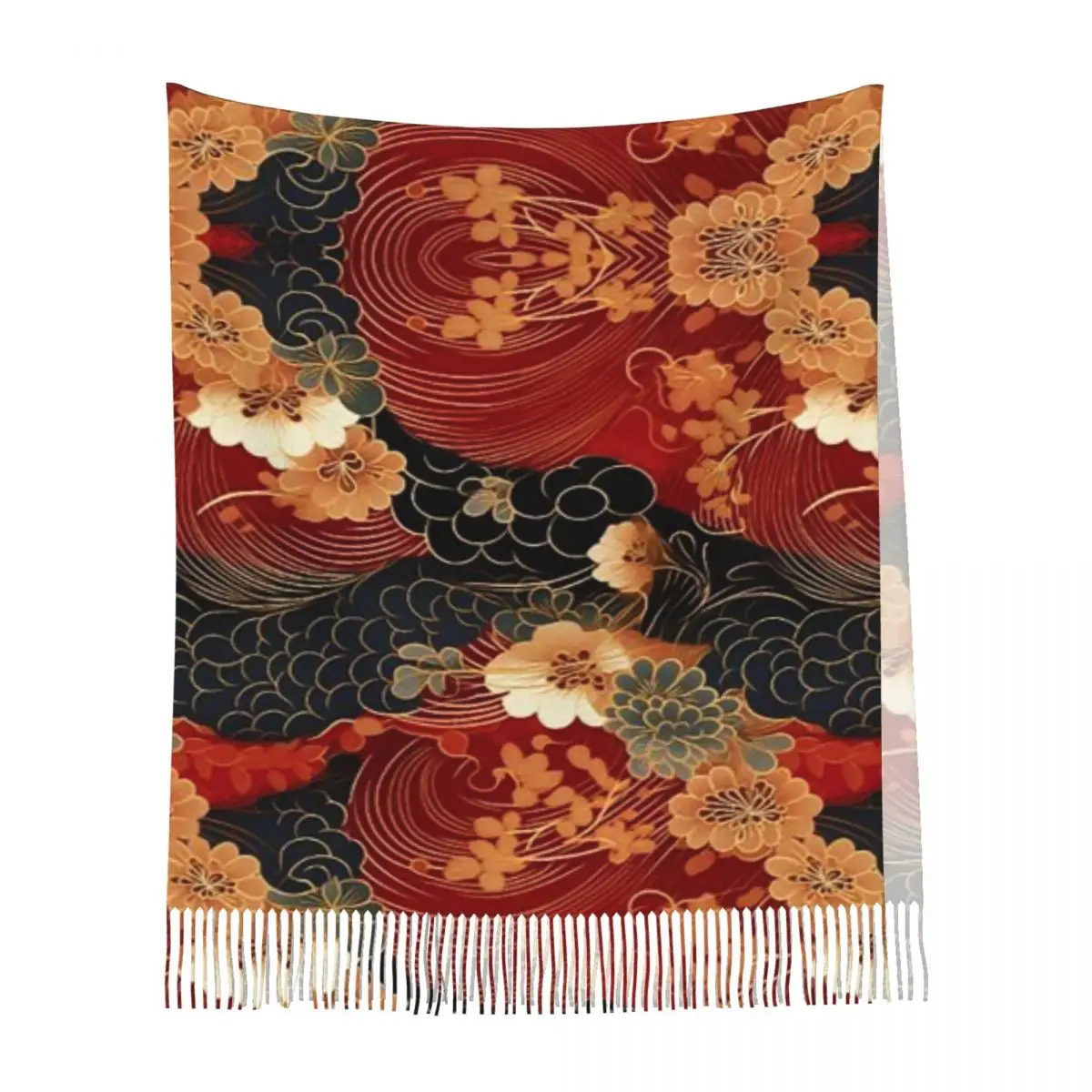 Lindas flores cachecol borla cachecóis para mulheres xales e envoltórios macios e quentes grande outono inverno xale envoltório