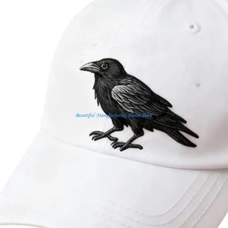 

E56A Gothic Styles Adult Baseball Cap with Embroidery Crow Adjustable Snapbacks Dad Hat