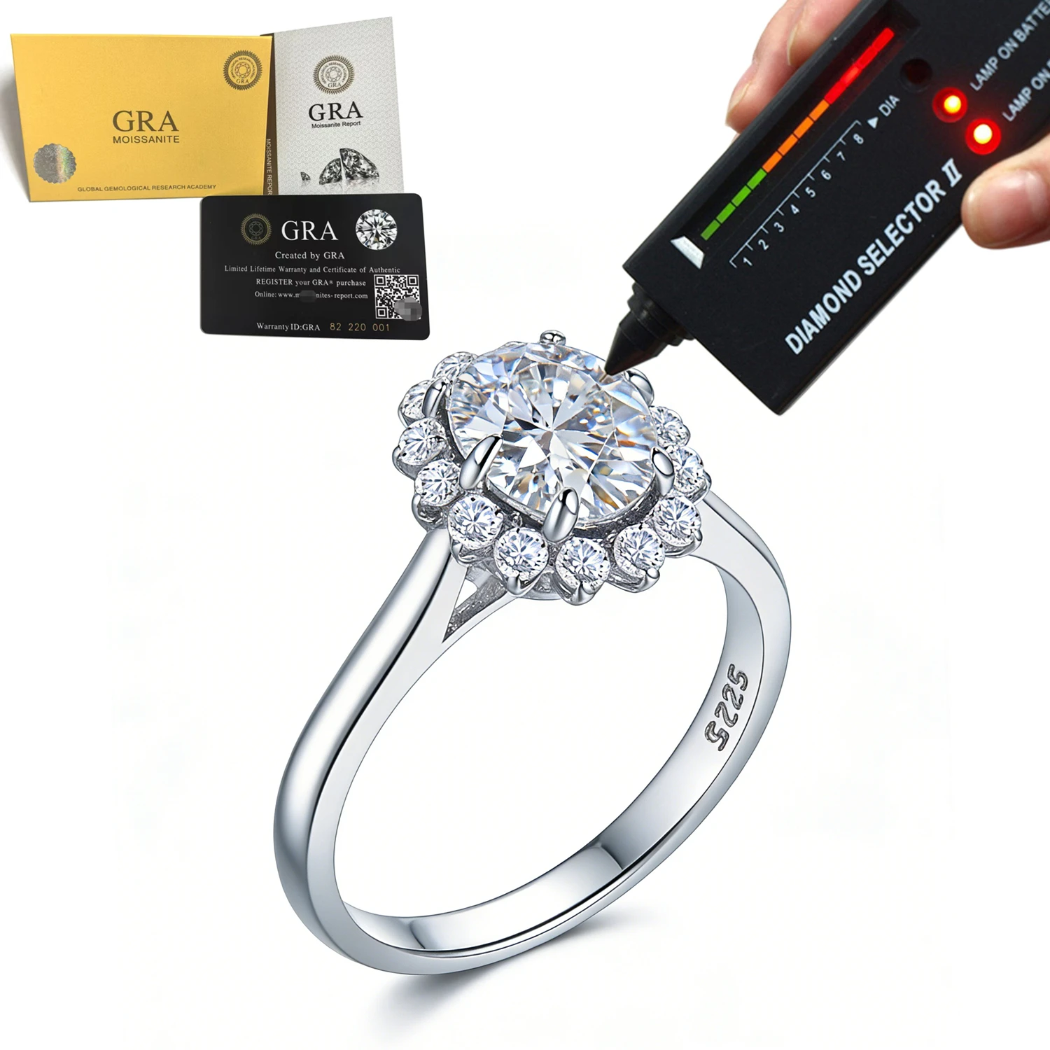 

Кольцо PANQDIY из стерлингового серебра 925 пробы с муассанитом 1.5 карата в форме эллипса, легко проходит проверку на детекторе бриллиантов, с сертификатом GRA, подарок для женщин