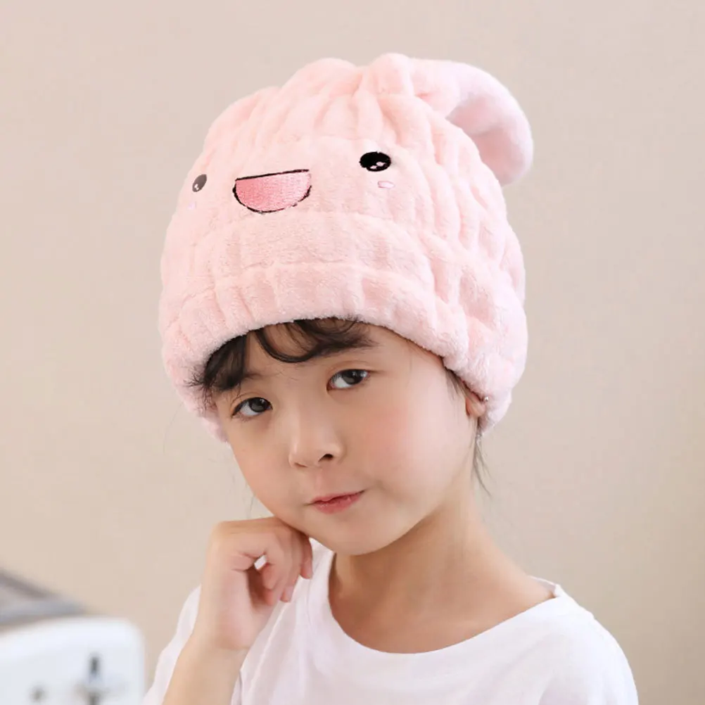 

2Pcs Rapid Hair Drying Towel for Kids Super Absorbent Microfiber Turban Cute Bunny Ear Hair Wrap Dryer Quick-Dry Bath Cap