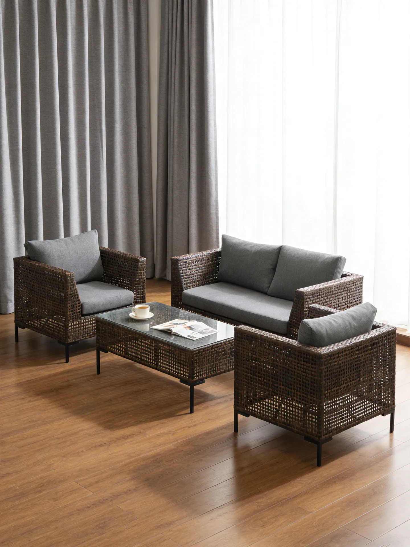 # ชุดโซฟาหวายดีไซน์นอร์ดิกสำหร - Rattan Lounge Set บทวิจารณ์และราคา
