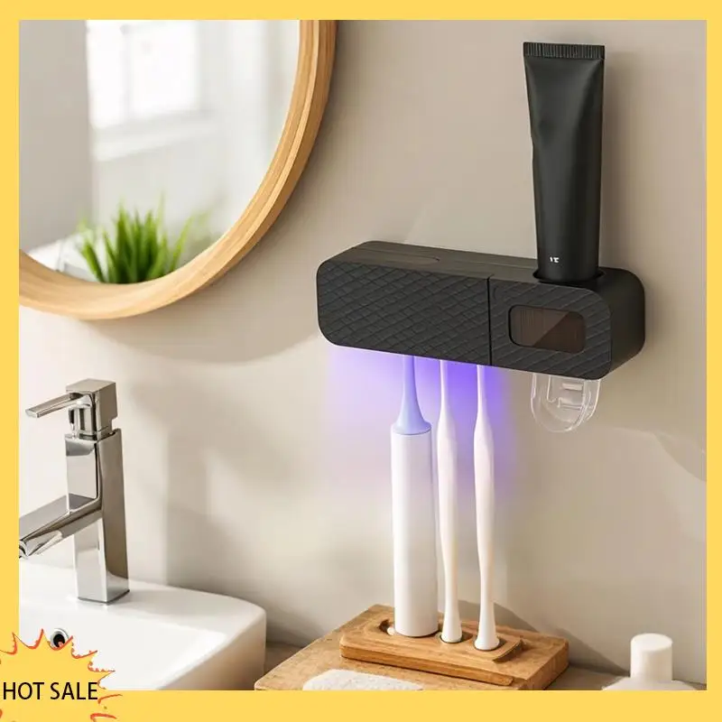 

A66Z Держатель для зубных щеток Настенная полка для хранения зубных щеток Аксессуары для ванной комнаты Держатель для зубных щеток Черный