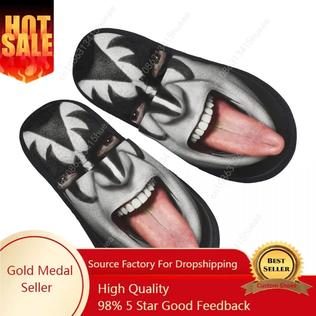 

Gene Simmons The Demon Kiss Band Memory Foam Slippers Women Soft Warm House Slippers