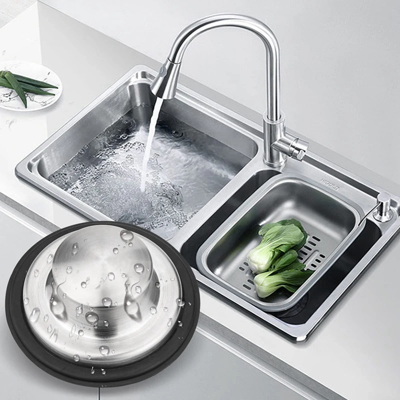 シンクストッパーステンレス鋼、つや消しキッチンシンクプラグセット、食品廃棄物アクセサリー