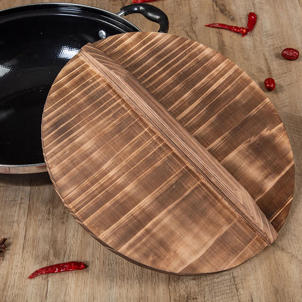 

Anti-Splash Anti-Scald Pot Cover Wok Lid Wooden Cookware Household Kitchen Tool Wood Pot Cover Anti Oil Splashing for Women