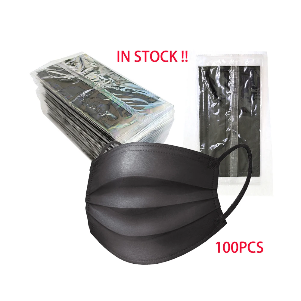 

100PCS Disposable Face Mask 3-layer Anti-Dust Masks Protective Face Cover Mouth Masks for adult individual package