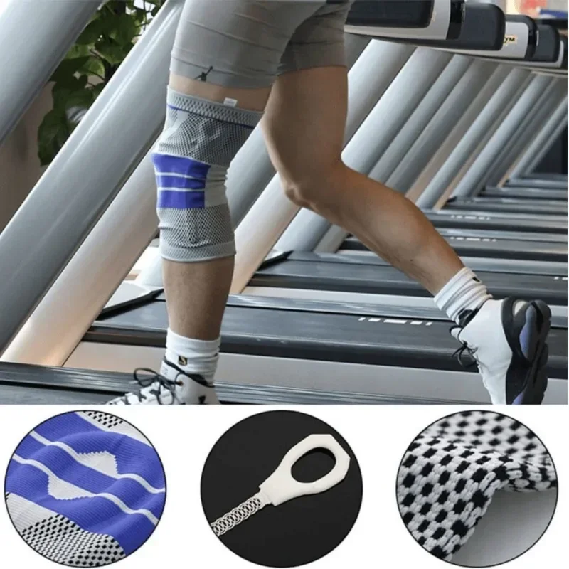 1Pc Silicone Spring Sports Knee Brace Strap Patella Medial Support Strong Meniscus Compression Unisex Sport Protection Pads