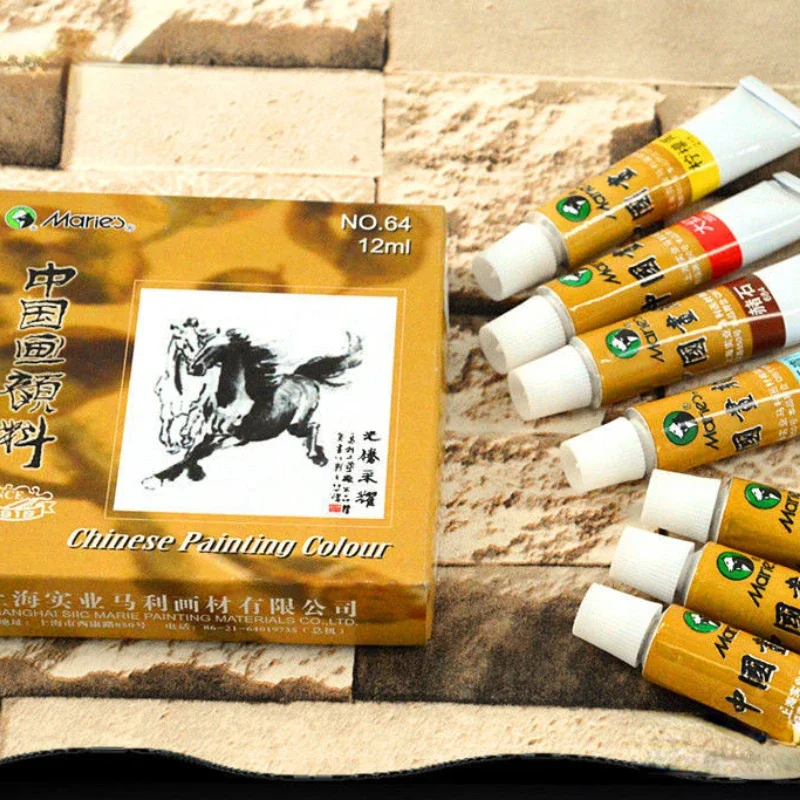 Traditional Chinese Painting Pigment 12ml Landscape Flower and Bird Professional Art Articles 5 Pieces Each Box for Supplement