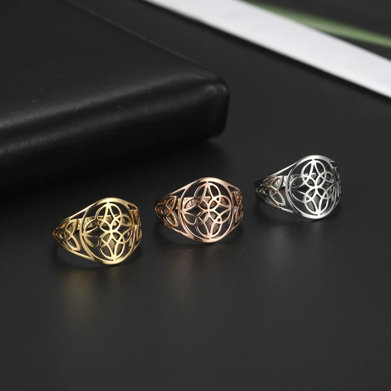 Witchcraft Witch Knot Women's Ring Vintage Wicca Stainless Steel Ring Amulet Protection Couple Jewelry Wedding Gifts 2023 New