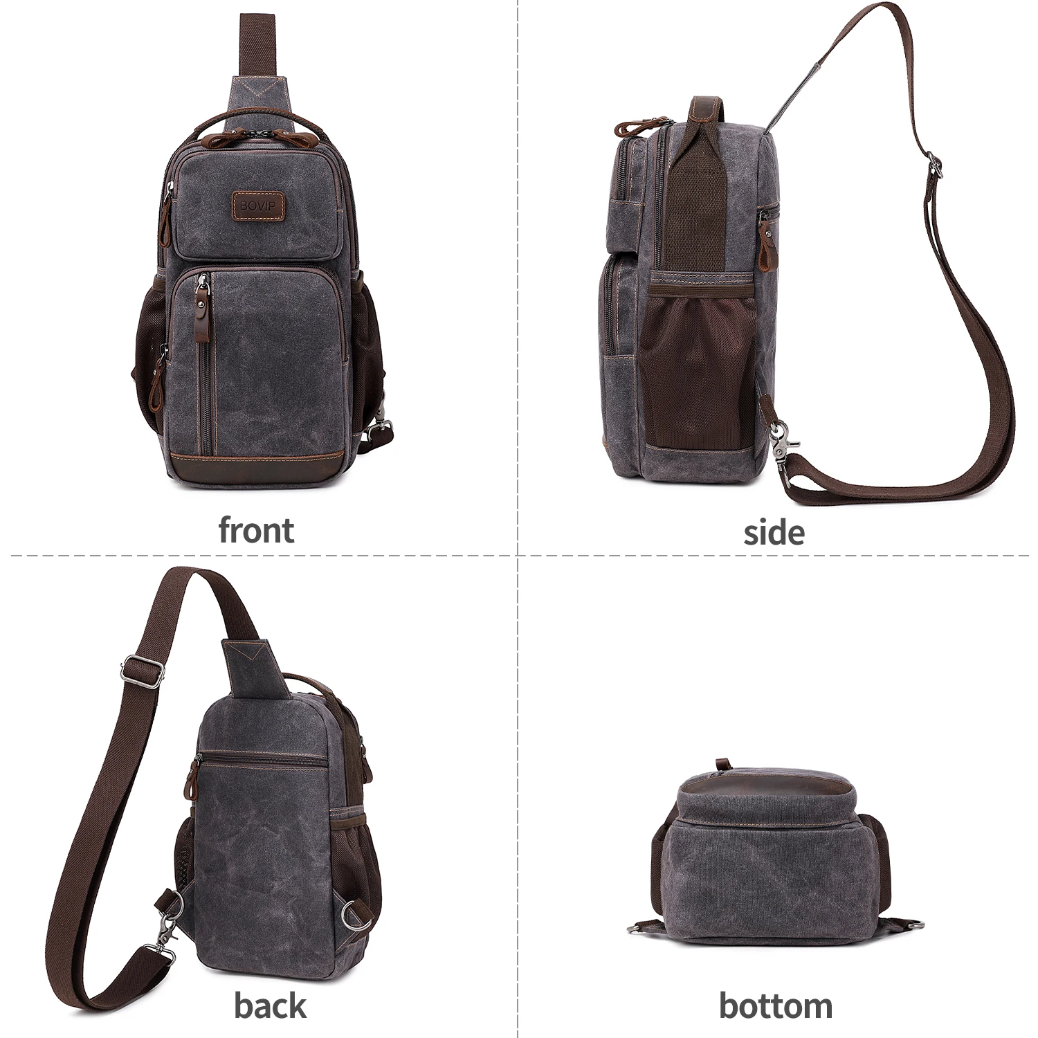 Sling Tas Voor Mannen, Waterdicht Gewaxt Canvas Crossbody Tas Borst Tas Casual Daypack Schoudertas Sling Rugzak