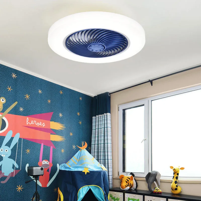 Smart Ceiling Fan With Light Remote Control Bedroom Air Ventilator Fan Lamp Invisible Blades Silent Modern Small Fan for Bedroom