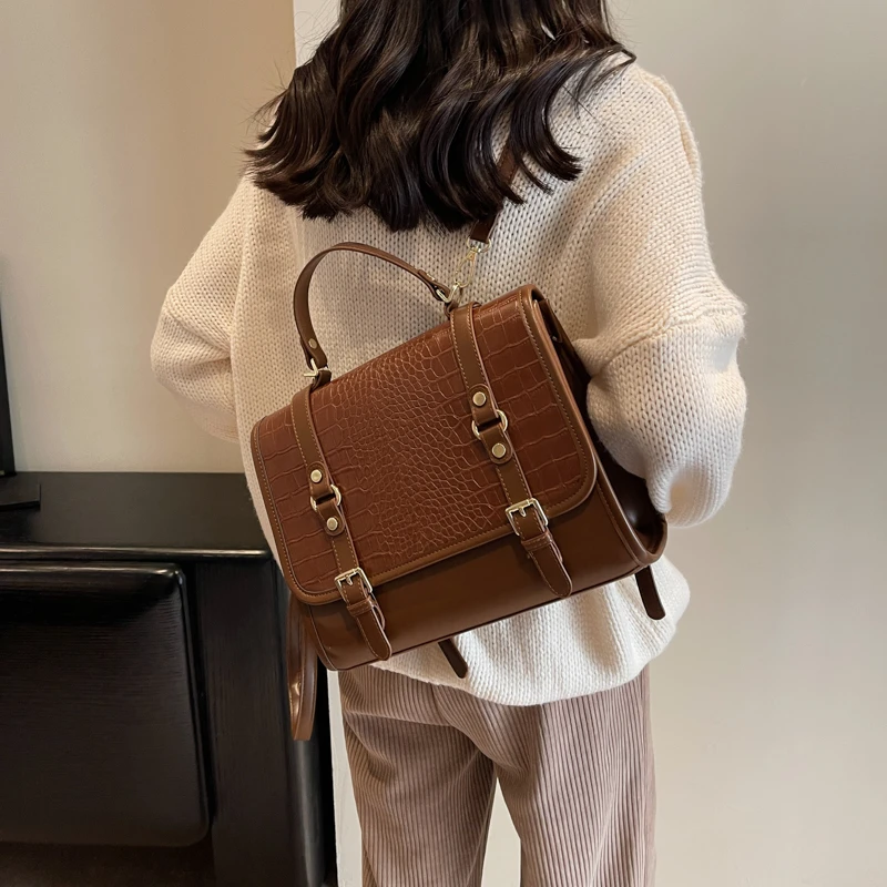 High End Women Satchel Bag JK Uniform Student Large Capacity Backpack Luxury Leather Handbag Brand Design Messenger Purse