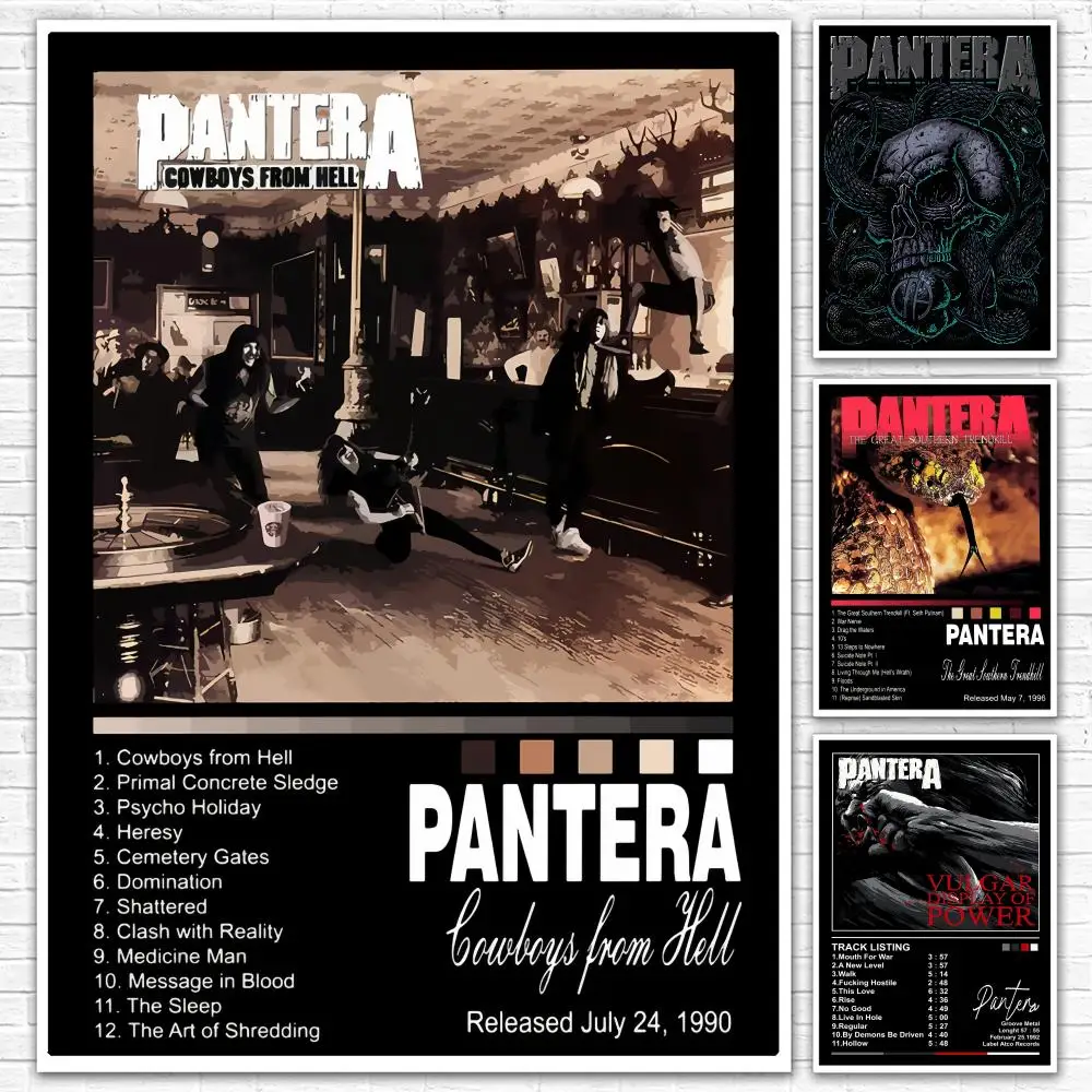 Groove Metal Band P-Pantera Poster All-match HD Waterproof Self-Adhesive Wall Art Sticker For Home Bedroom