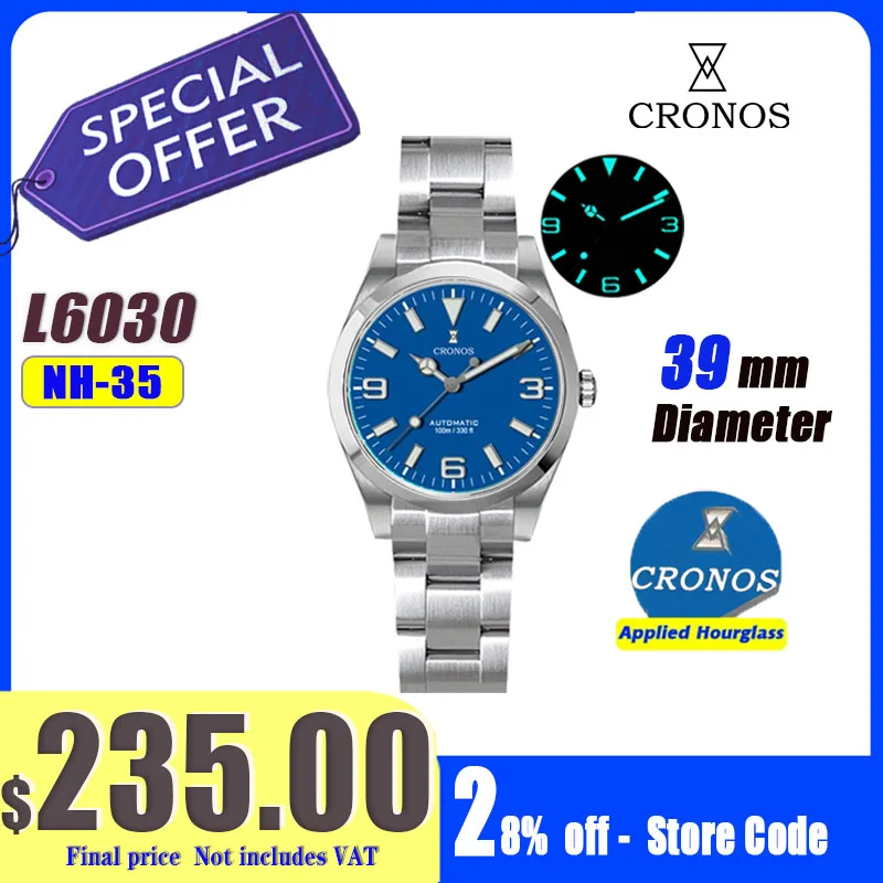 Cronos EX Diver Mechanical Watch 39mm Sapphire 10ATM