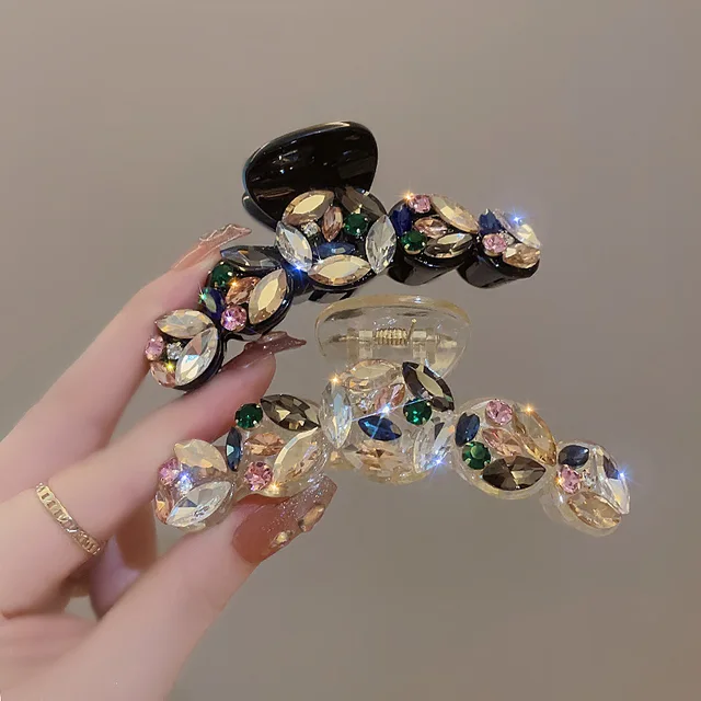 Kolorowy Rhinestone Duży lekki luksusowy klips do włosów Temperament Dziewczyna Wysokiej klasy klips Shark Hair Rope Nakrycia głowy