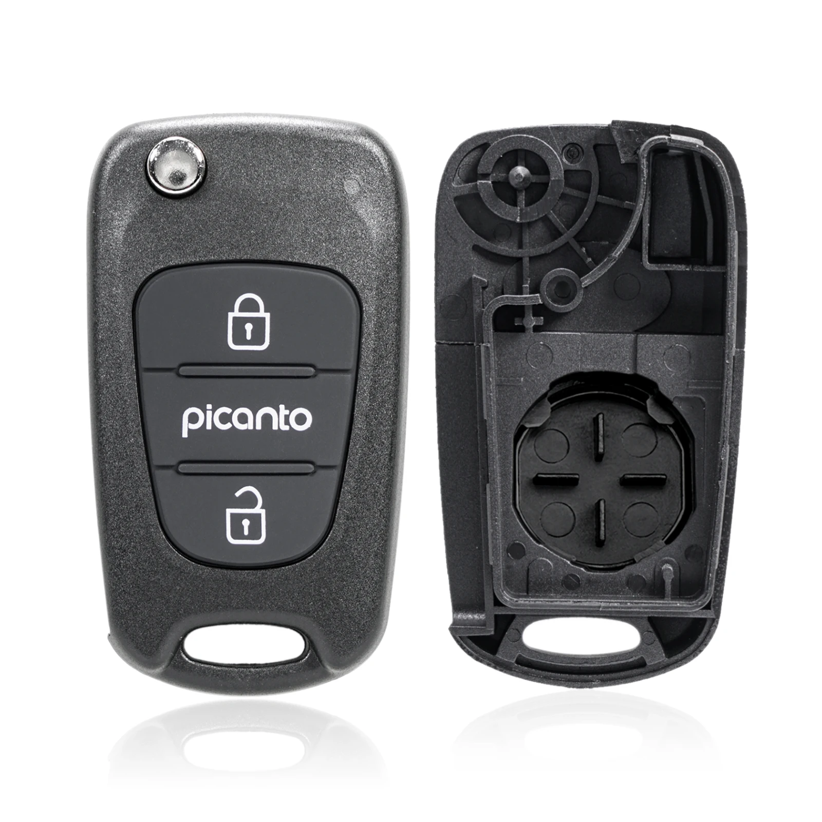 

OHMSEN For Kia Picanto 2010-2019 3 Button Flip Remote Car Key Fob Case Replacement Shell + KIA7 Blade