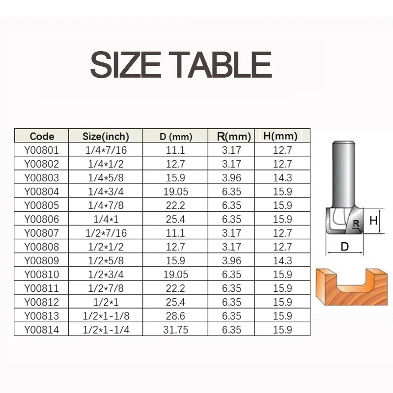 Tideway 1pc Professional Grade Woodworking Router Bit  Double Arc Round Bottom Slotting Tool Trimming Engraving Bit CNC Tool