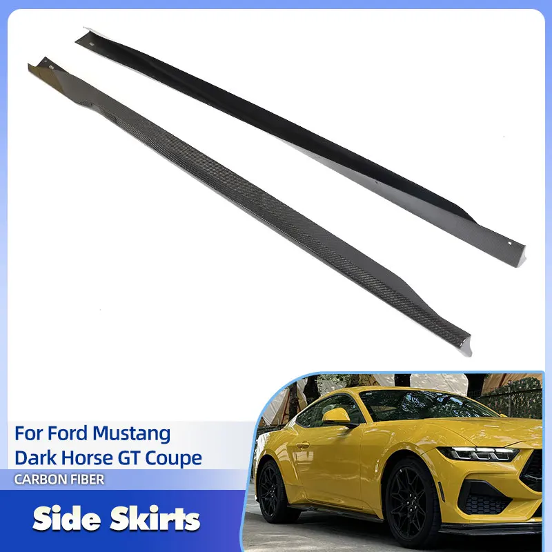 

Car Side Skirts Extensions Carbon Fiber for Ford Mustang Dark Horse GT Coupe 2-Door 2024 2025 Side Door Apron Lip Skirt Body Kit