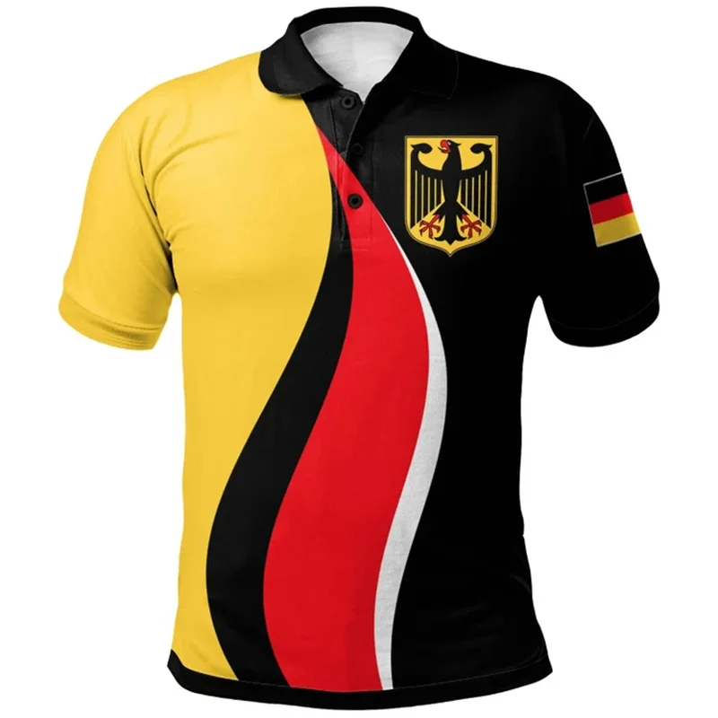 3d Print Germany Flag Polo Shirt For Men National Emblem Pattern T-shirt Tops Summer Casual Street Lapel Short Sleeve Shirts