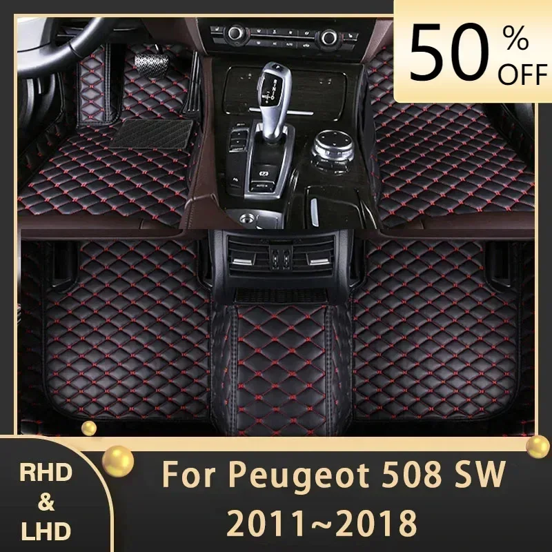 Car Floor Mats For Peugeot 508 SW MK1 2011~2018 Custom Auto Foot Pads Leather Carpet Interior Accessories 2014 2015 2016 2017