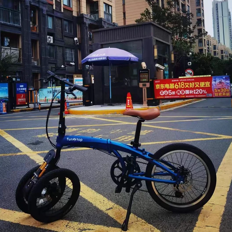 Rower składany z podwójnymi przednimi kołami 20/16 cali / Trójkołowy rower z odwróconymi kołami / Rower miejski do dojazdów i rekreacji