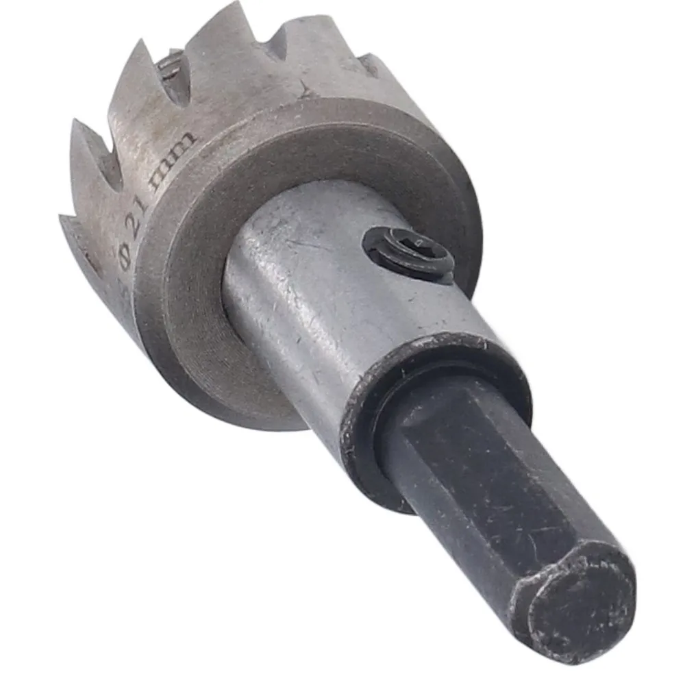 High Speed Steel Hole Saw Drill Bit Set Center Drill Bit Hex Key Hole Saw Cutting Kit Silver Color 21mm Size