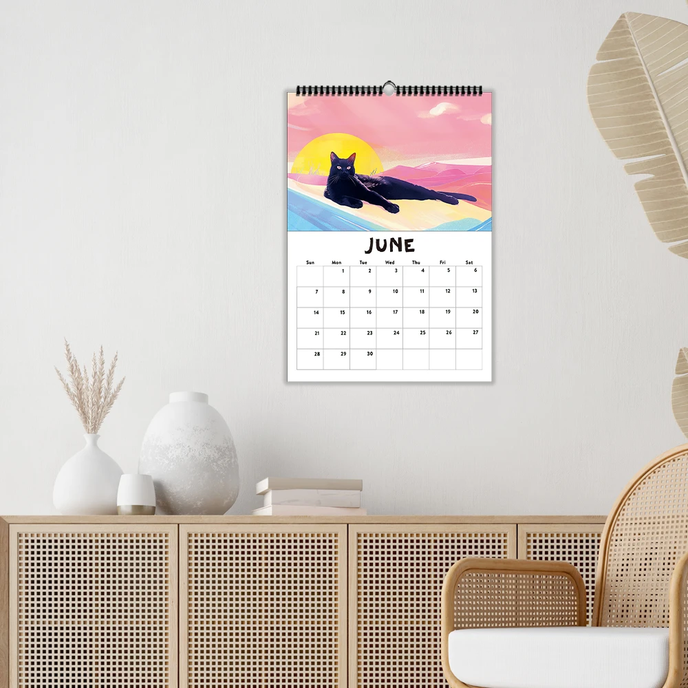 1 قطعة تقويم حائط 2026، سلسلة قطط لطيفة مرسومة يدويًا، 12 تصميمًا جميلًا، هدية مثالية لمحبي القطط، عيد الميلاد، عيد الميلاد ورأس السنة الجديدة #5