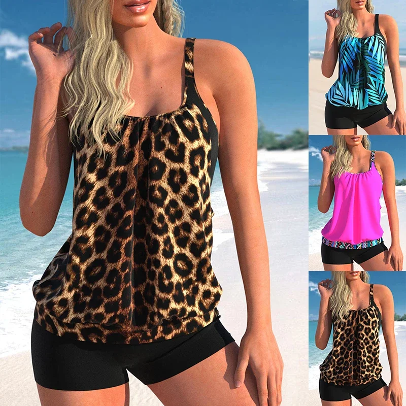 2023 Two Piece Swimwear Women's Short Skirt New Design Print Short Tank Top Set Swimwear Women's Set Beach Wear Summer Swimming