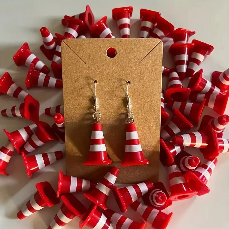 Funny 3D Traffic Cone Earrings – Cute funny Dangle Jewelry for Summer,Earrings, Cottagecore Charm, Unique Y2K jewely