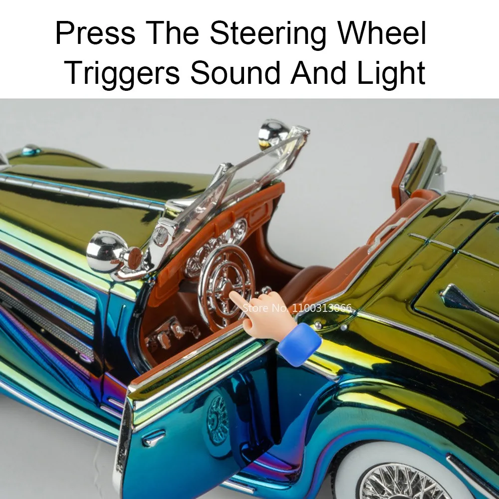 1:24 500K 300SL coches de juguete modelos con luz extraíble sonido puertas de vehículos abiertos coche Vintage en miniatura niños regalos del Día de los niños