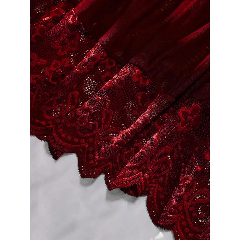 جديد الصيف الرسن ثوب النوم شفافة الأحمر الملابس الداخلية الإناث مثير منامة تول فستان سهرة مريح المرأة بيجامة سلسلة مجموعة