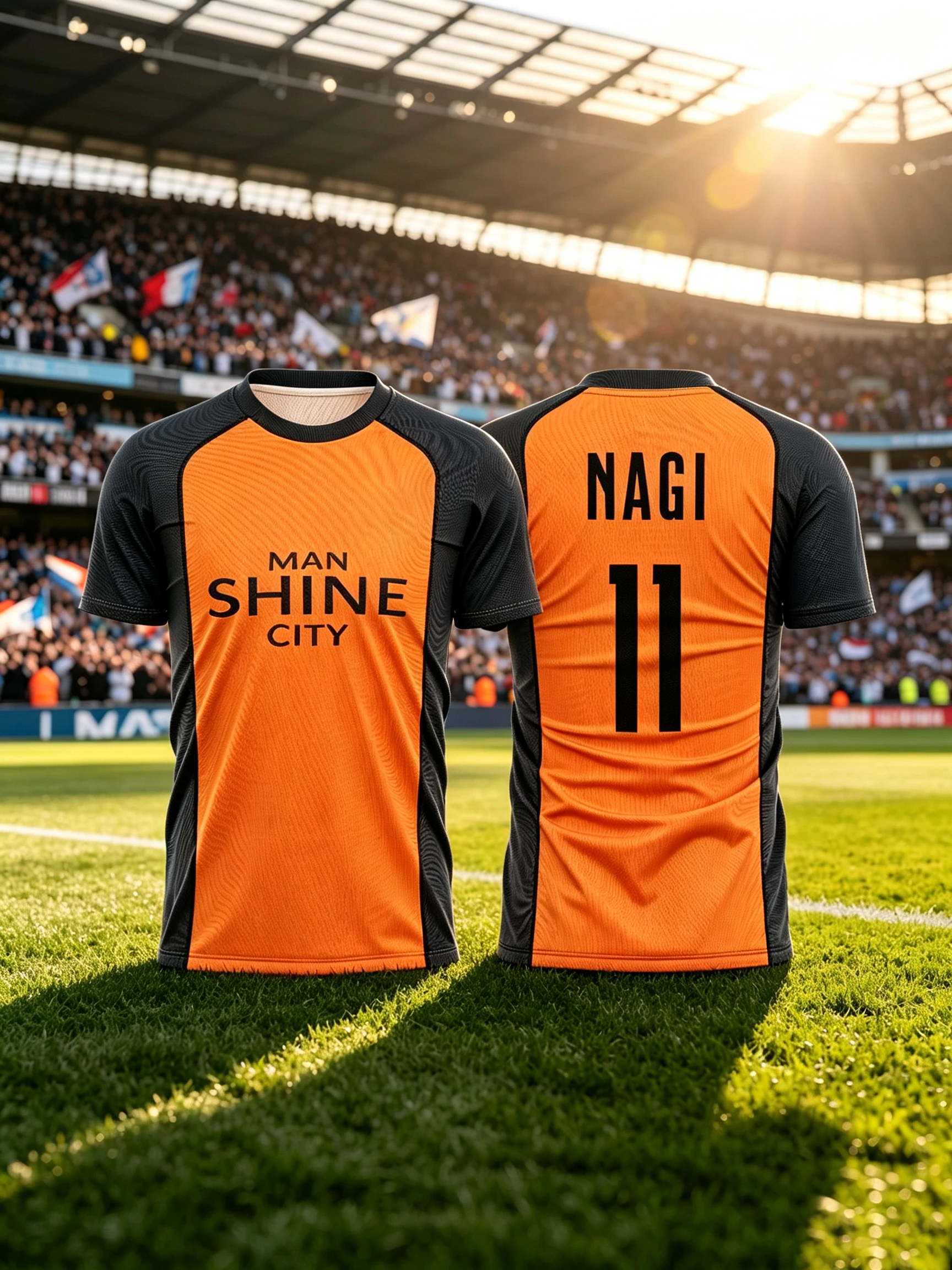 Men Crew Neck Spliced Soccer Short‑Sleeve Jersey Back No.11 NAGI Number Print Quick‑Dry Sweat‑Wicking Team Uniform