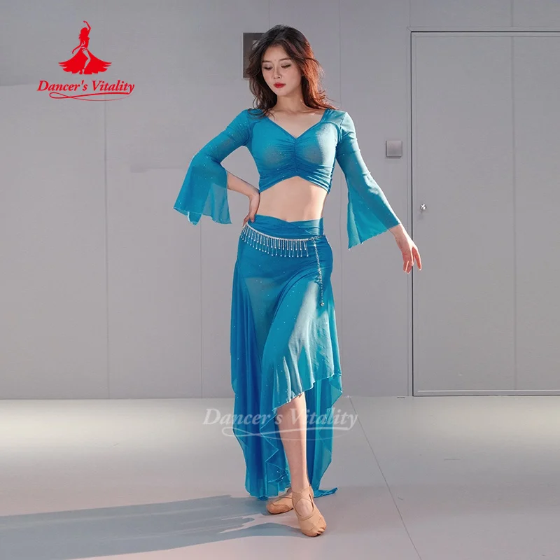 belly-dancing-set-comfortable-and-breathable-water-yarn-set-for-women-oriental-dance-practice-clothes-dancer-training-clothing