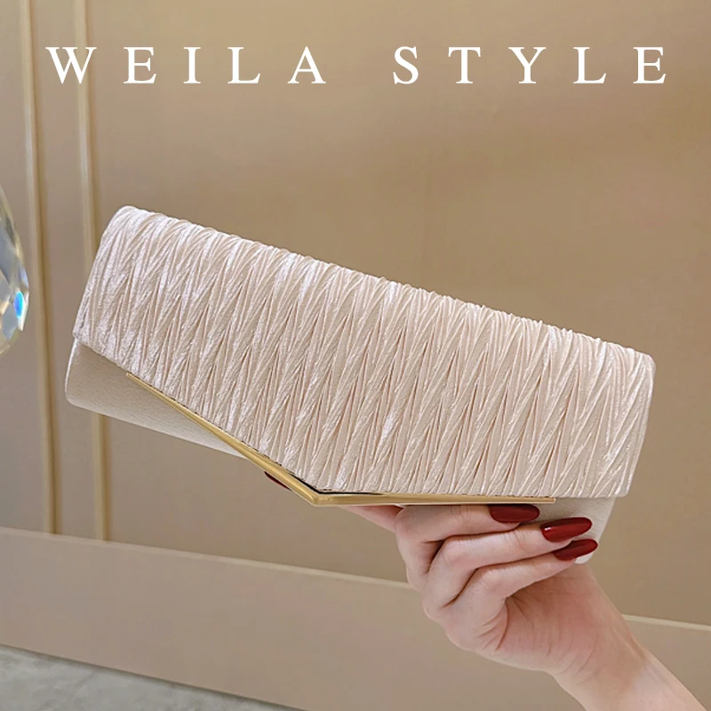 

Textured Elegant Cloth Frame Bag, Classic Celebrity Dinner Evening Clutch, Bling Sparkle Purse for Prom Wedding Party