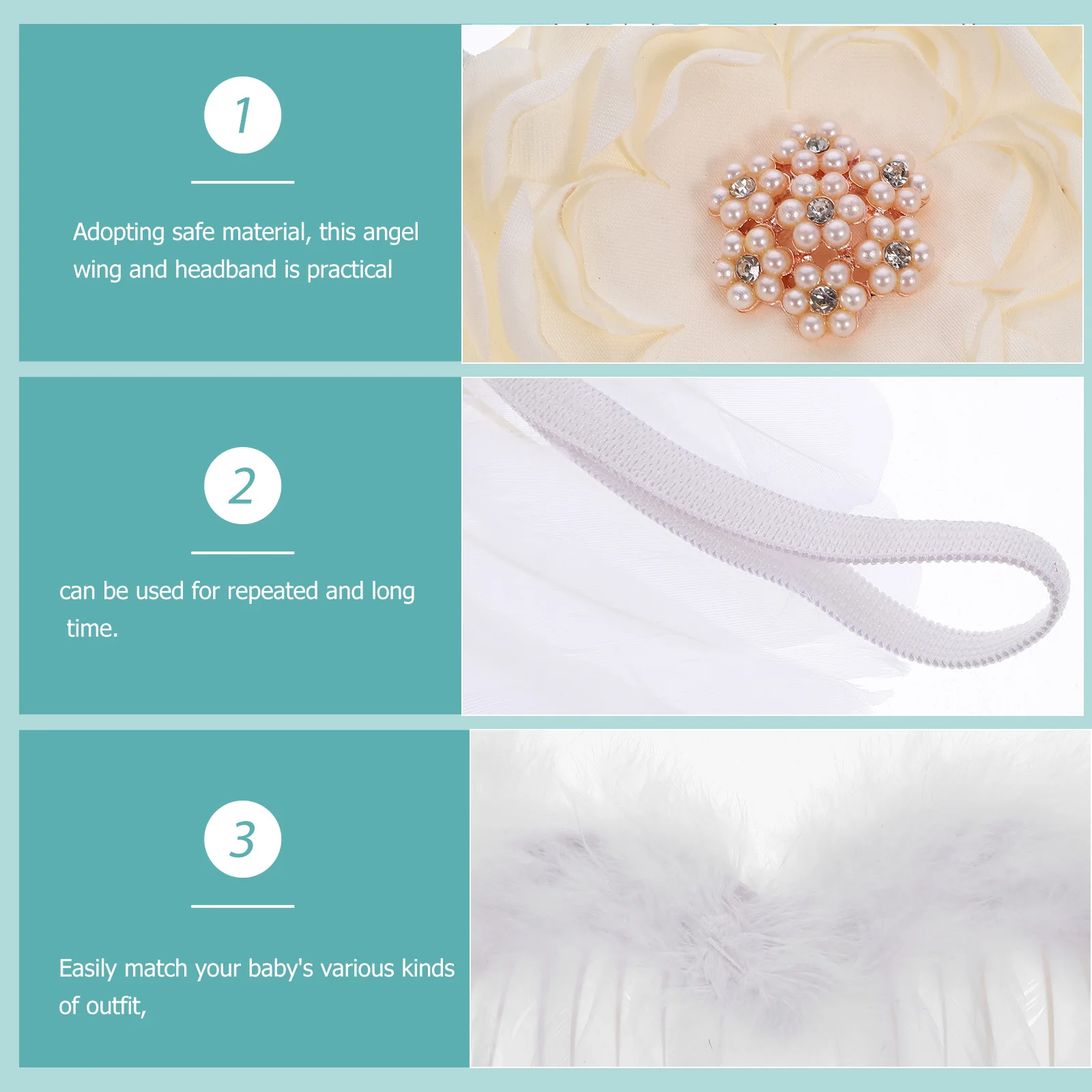 

1Set Infant Angel Wing Costume Lightweight Cloth Fairy Headband Prop for Baby Toddler Photography Photo Shoot Party Supplies