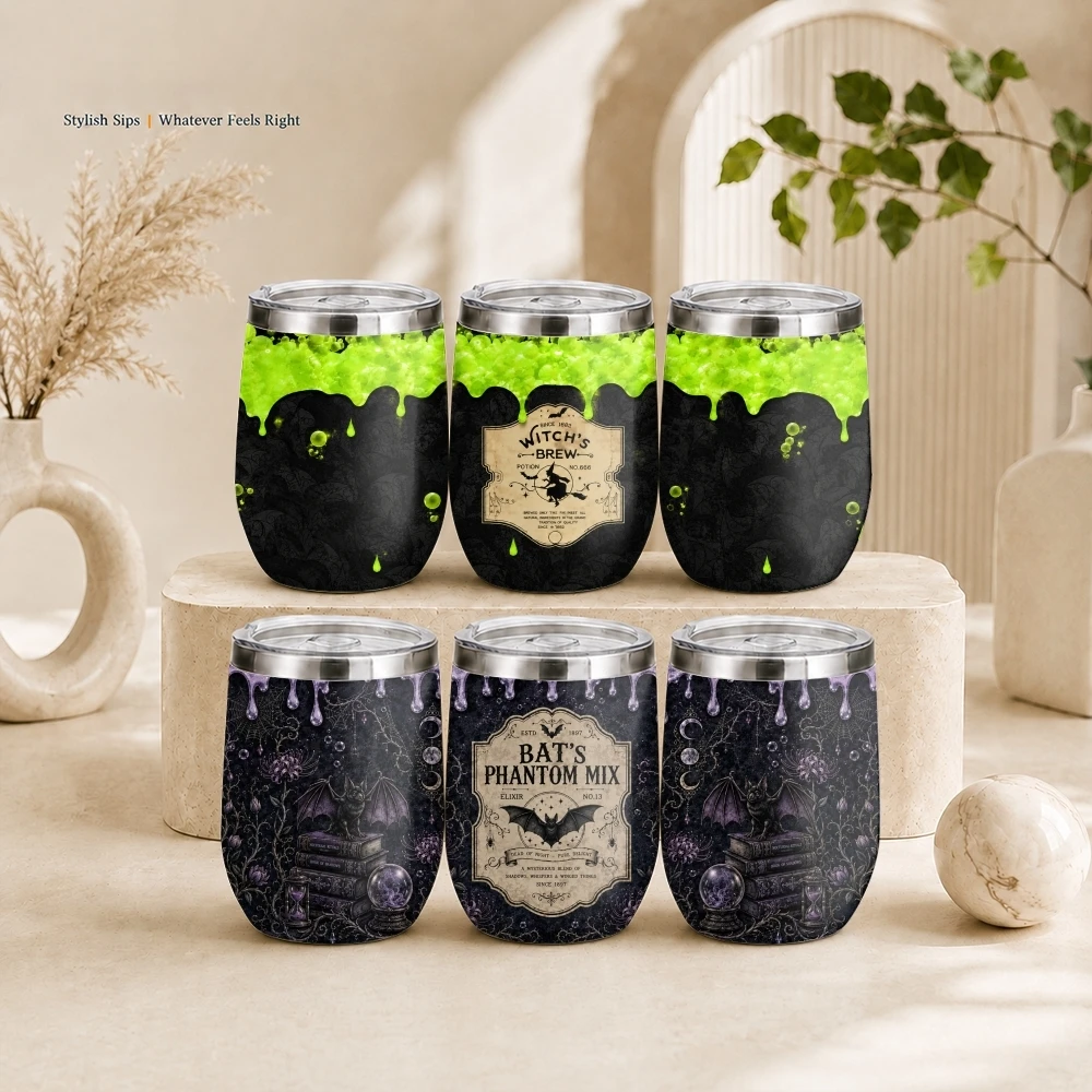 Gothic Potion Apothecary Halloween Vacuum Flasks 12oz Insulated Stainless Steel Mug with Lid Travel Tumbler Double Wall Cup
