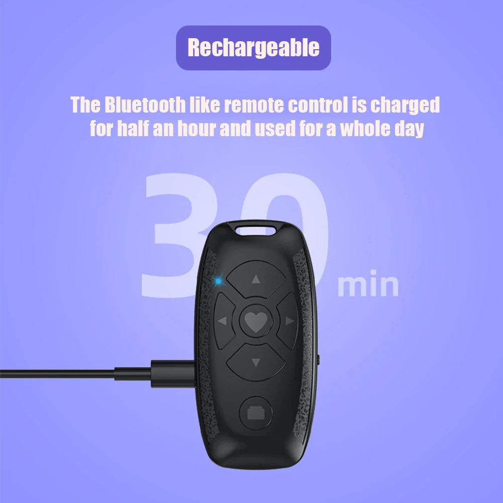 Rechargeable Bluetooth Remote Control Button Wireless Controller Selfie Camera Stick Shutter Release For Phone e-book Page Turn