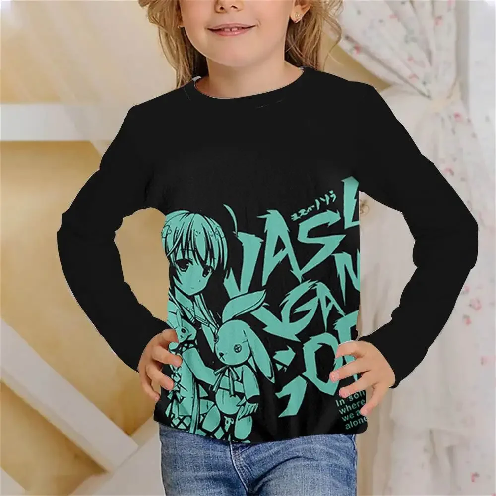 Camisetas largas con estampado 3D de Anime para niños y niñas, camiseta de Yosuga No Sora, camiseta informal de moda para niños y niñas, camisetas de dibujos animados Kawaii con cuello redondo, ropa