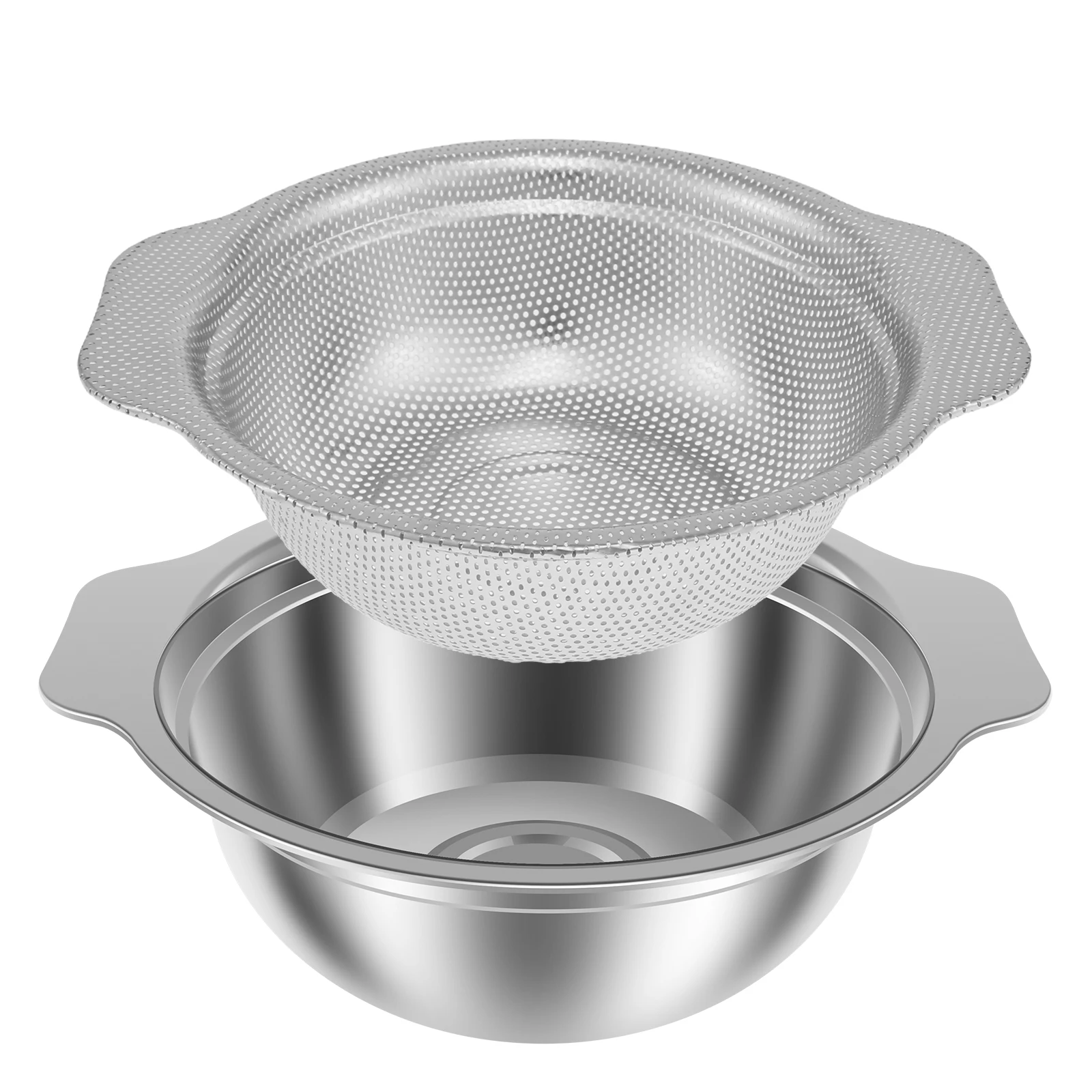 2Pcs Fruit and Vegetable Washing Bowl Stainless Steel Rice Sieve Filter for Washing and Draining Fruits Vegetables Cooked Pasta