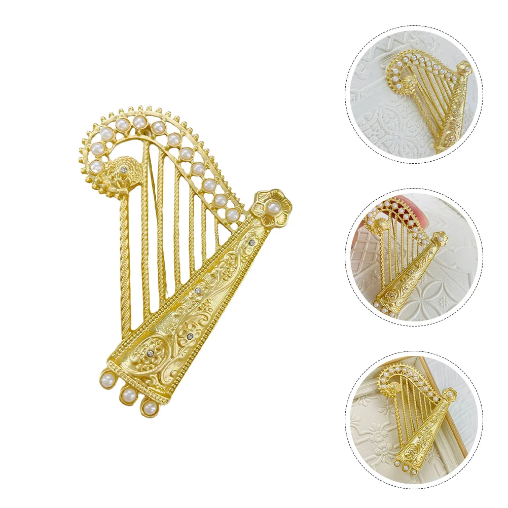 Three-dimensional Harp Brooch Miss for Backpacks Chain Alloy Clothes