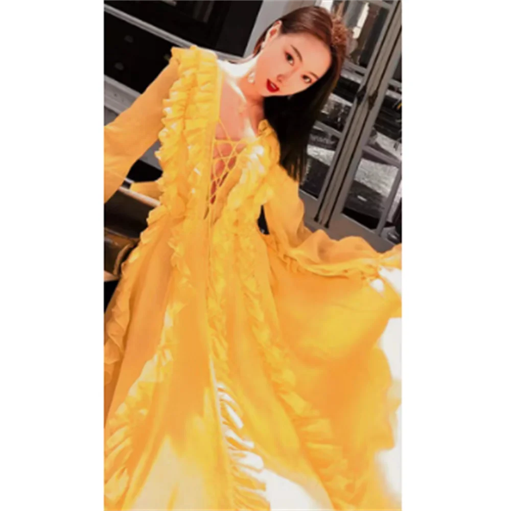 

Summer new beach holiday chiffon dress sexy perspective bare-back hollowed-out long dress