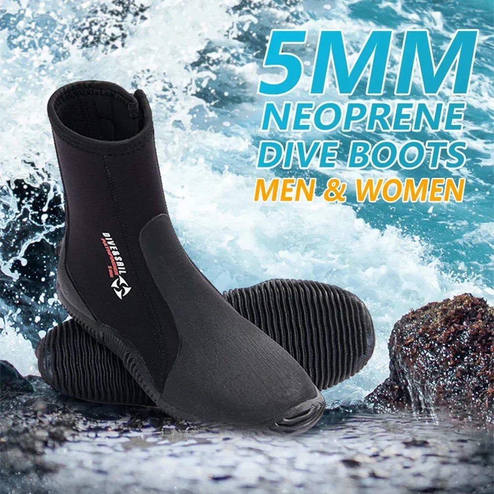 5MM Neoprene Diving Boots Outdoor Surfing Snorkeling  High Top Rescue Shoes Non-slip Wear-resistant Water Sports Boots