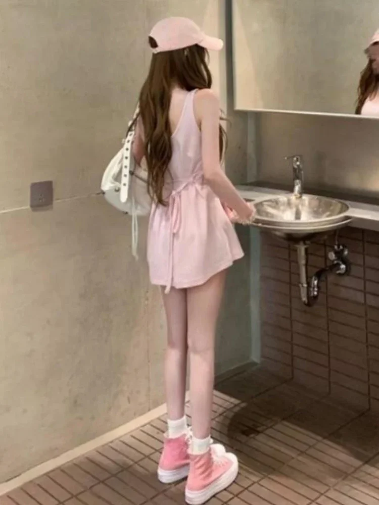 فستان صيفي قصير بطباعة لطيفة كاواي فساتين y2k الجمالية بدون أكمام غير الرسمية، ملابس الشارع الشهير، فساتين الجرونج #6