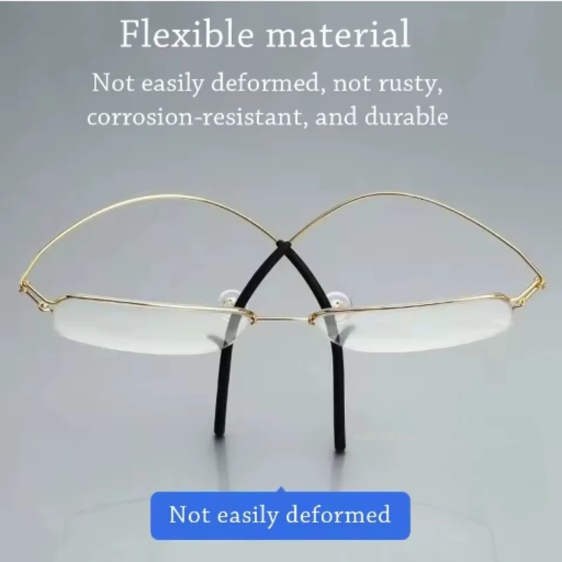 رجال الأعمال نظارات للقراءة سبائك التيتانيوم الإطار الذكور مد البصر طول النظر الشيخوخي وصفة طبية مكافحة نظارات الضوء الأزرق + + 4