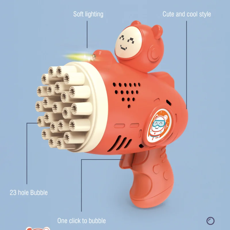 مسدس فقاعات فقاعات لطيف مع أضواء ، آلة صانع الصابون الفقاعي في الهواء الطلق ، ألعاب للأطفال ، حفل زفاف ، لعبة الصيف ، 23 فتحة