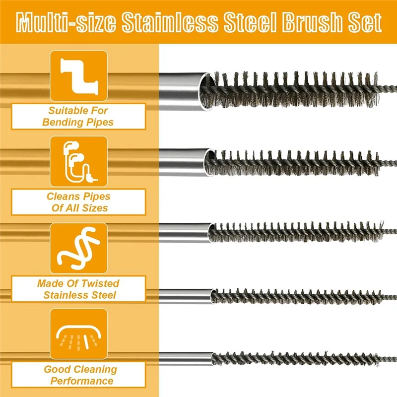 

Набор щеток для трубок ABWR-20 шт., щетки для трубок из нержавеющей стали/латуни, щетка для соломинки, щетка для чистки труб для автозапчастей