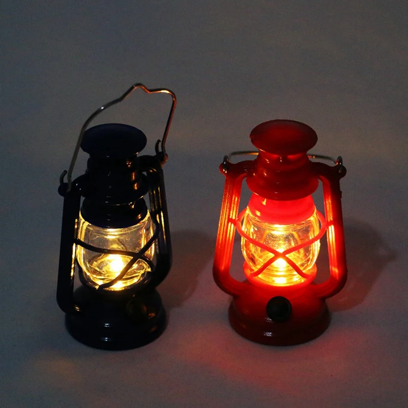 1/6 1/12 skala minyak tanah Mini lampu miniatur rumah boneka lampu minyak bermain peran mainan boneka aksesoris rumah